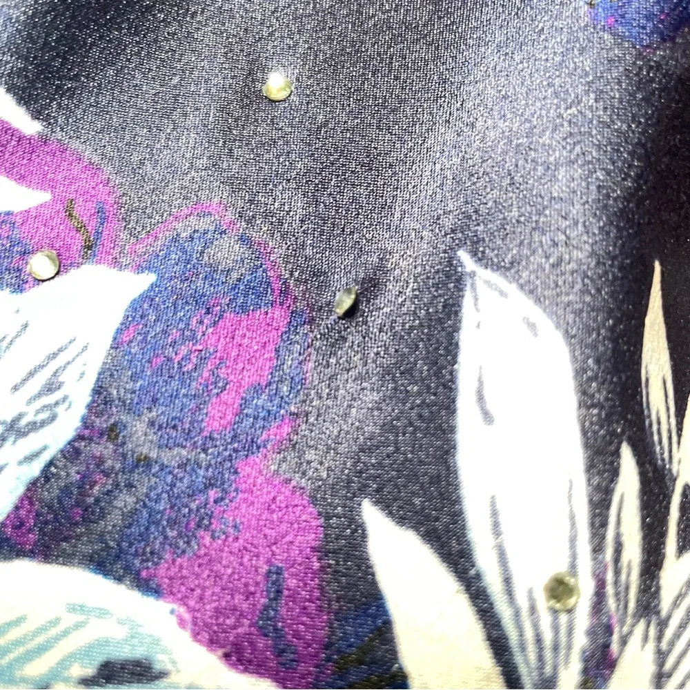 Y2K Victoria Secret Purple Floral Rhinestone Slip‎ Dress Size Medium